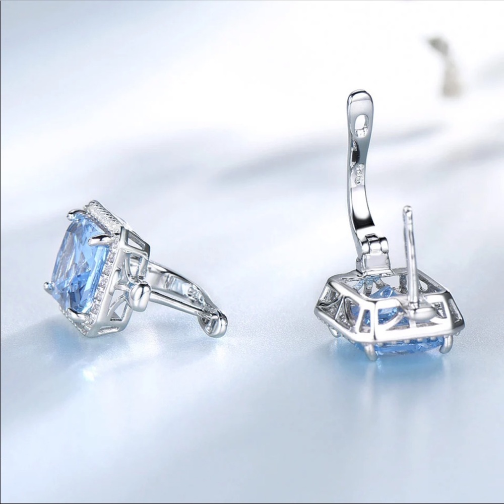 Sky Blue Topaz S925 CZ Earrings - Picture 2 of 8